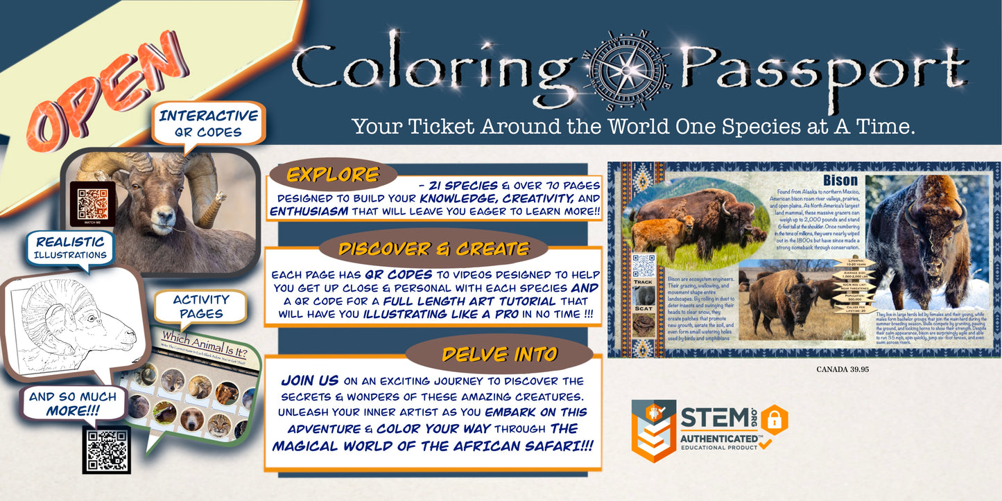Coloring Passports® North American Land mammals